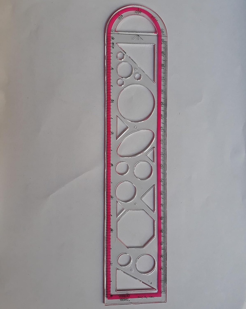 Prima Shape Template Ruler, Triangle Square Circle, 30 cm